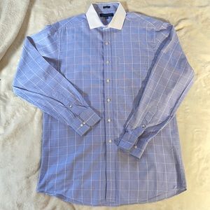 Tommy Hilfiger Blue Plaid Dress Shirt 15.5